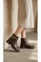 Women's Veyra Ankle Boots with Chain Detail and Thick Soles, Coffee-Brown Leather