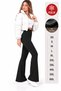 Women's Black Fleece-Lined Flared Pants in Stretch Fabric, Wide Size Range - 2
