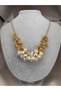 Stylish Women's Necklace with a Chain, Featuring Multiple Dangling Elements, Pearl and Beaded Round Bead Details