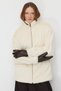 Women's Mock Neck Zipper Faux Fur Coat