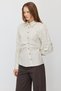 Women's Striped Shirt with Draped Details and Asymmetrical Buttons - 3