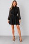 Women's Judge-Style Long-Sleeved Chiffon Dress with Ruched Collar, Belted Waist, Lined, Elegant Design, Timeless Elegance, Fall Style - 5