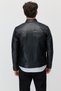 Men's Leather Jacket with Zipper and Two Zippered Pockets - 6