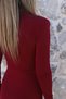 Burgundy Dress with a Degagé Cowl Neckline, Tulle Detail, and a Buckled Design - 5