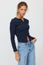 Women's Front Zippered Corded Fabric Blouse - 3
