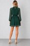 Women's Judge-Style Long-Sleeved Chiffon Dress with Ruched Collar, Belted Waist, Lined, Elegant Design, Timeless Elegance, Fall Style - 3