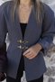 Gray Gold Jacket with Hook-and-Eye Closure and No Collar - 3