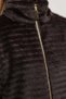 Women's Mock Neck Zipper Faux Fur Coat - 6