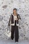 Coffee-Colored Paneled Fisto-Embroidered Hooded Set