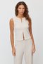 Women's Sleeveless Blouse with Corded Fabric and Two-Way Zipper - 2