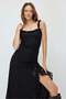 Women's Lace Dress with Ruffle Detail and a Slit