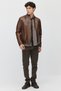 Men's Leather Jacket with Zipper and Two Zippered Pockets - 8