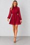 Women's Judge-Style Long-Sleeved Chiffon Dress with Ruched Collar, Belted Waist, Lined, Elegant Design, Timeless Elegance, Fall Style - 3
