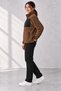 Women's Brown Lambskin Welsoft Fleece Jacket with Full Zipper and 3 Zippered Pockets - 7