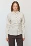 Women's Striped Shirt with Draped Details and Asymmetrical Buttons - 2