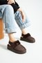 Women's Winter House Slippers with Elastic Back and Fur-Lined Lining for Indoor and Outdoor Use - Brown - 4