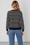 Women's Striped Knit Cardigan, Round Neck, Gold Buttons, Long Sleeves, Soft-Textured Knit Jacket, Timeless Elegance, Fall/Winter - 5