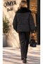 ROBIN Women's Fur-Trimmed Collar and Cuffs, Detachable Raglan Sleeves, Oversized Short Puffer Coat - 4