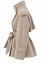 Premium Short Coat with Mock Neck and Shoulder Epaulets - Beige - 2