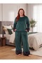 New Season Women's Velvet Plush Detailed Design Long Sleeve Plus Size (Oversized) Pajama Set - 5