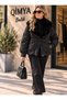 ROBIN Women's Fur-Trimmed Collar and Cuffs, Detachable Raglan Sleeves, Oversized Short Puffer Coat - 5