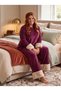 New Season Women's Velvet Plush Detailed Design Long Sleeve Plus Size (Oversized) Pajama Set - 2