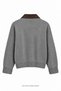 Coffee-Colored Sweater with a Collar, Gray - 3
