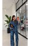 Blue-Printed Denim Set, Blue - 2