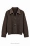 Coffee-Colored Sweater with a Collar, Brown