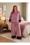 New Season Women's Velvet Plush Detailed Design Long Sleeve Plus Size (Oversized) Pajama Set - 5