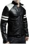 Pure Lambskin Leather Men's Jacket, Colour: Black & White