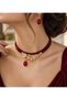 GENUINE LEATHER RED CHOKER NECKLACE - 4
