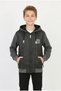 Boys' Three-Stripe Embroidered Hooded Zipper Sweatshirt with Thermal Lining and Fleece Sleeves for Everyday Wear