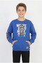 Boys' Three-Ply Heathered Front and Sleeve-Printed Kangaroo Pocket Casual Sweatshirt - 3