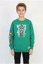 Boys' Three-Ply Heathered Front and Sleeve-Printed Kangaroo Pocket Casual Sweatshirt - 2