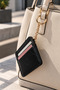 Faux Leather-Look Chain Strap Bag Charm: 3-Compartment Black Card Holder & Wallet - 2