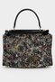 Dila Women's Colorful Midi Length Clutch Bag with Floral Print - Black