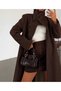 Women's Long Coat with a Mock Neck, Buttons, Lined Body, and Belted Design - 3