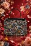 Dila Women's Colorful Midi Length Clutch Bag with Floral Print - Black - 2