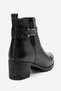 Women's Comfort Heeled Zip-Up Buckled Casual Boots, Genuine Leather, ODILE BLACK - 3