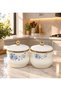 9 CM SET OF 2 BLUE-FLOWERED ENAMEL JARS & SPICE JARS