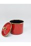 9 CM SMALL RED-GOLD ENAMEL JAR & SUGAR BOWL - 6