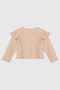 Girl's Knitted Salmon-Colored Cardigan - 2