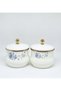 9 CM SET OF 2 BLUE-FLOWERED ENAMEL JARS & SPICE JARS - 2