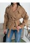 Women's Stand Collar Buttoned Waist-Tied Jacket Cashmere Coat - 6