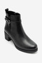 Women's Comfort Heeled Zip-Up Buckled Casual Boots, Genuine Leather, ODILE BLACK - 2