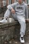Athletic Club Typographic Print Melange Gray Unisex Hooded Sweatshirt and Jogger Pants 2-Piece Set - 6
