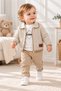 Boys' 3-Piece Set with Zipper-Front Knit Cardigan – Printed T-Shirt and Pants, 9–24 Months - 4