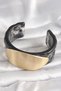 Black Marble Patterned Acrylic Plastic Gold Oval Plate Vintage Women's Bracelet - TJ-BB6683 - 2