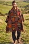 Unisex Nepal Patchwork Ethnic Patterned Hooded Tasseled Unisex Oversized Poncho - 2